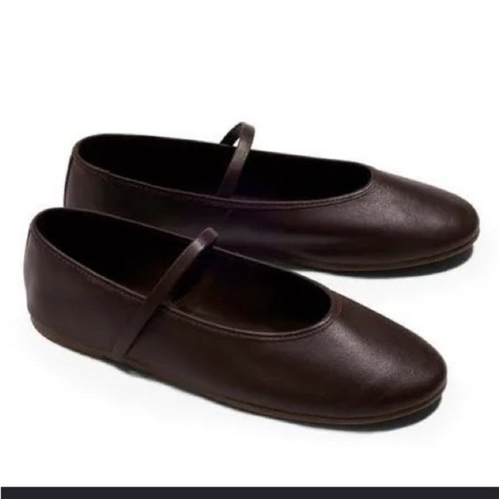 Women’s Mary Jane Flats in Dark Brown and Cream
